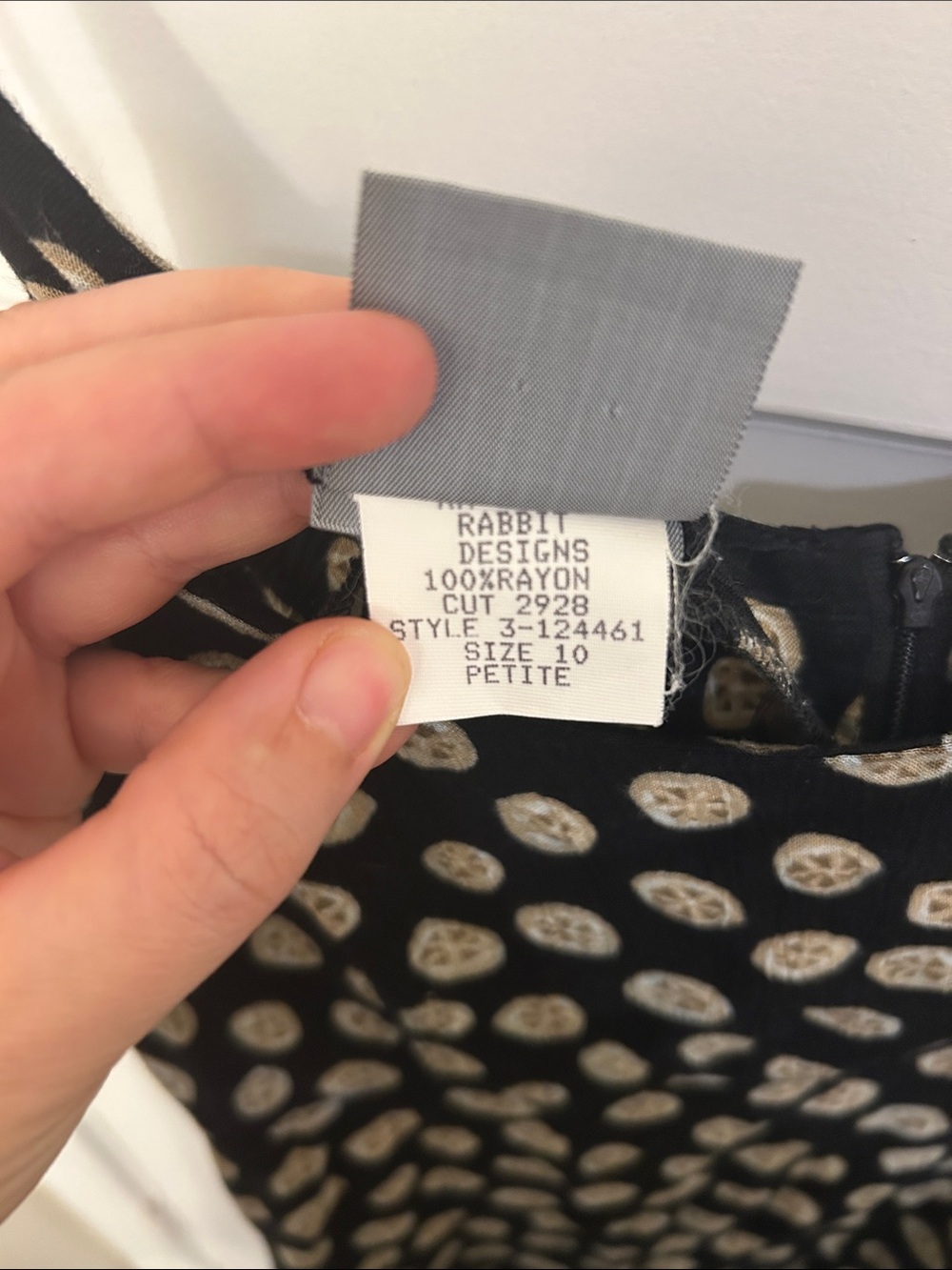 🛍 2/$18 Rabbit Rabbit Rabbit Black Midi Dress with Beige Dot Pattern - Picture 2 of 6